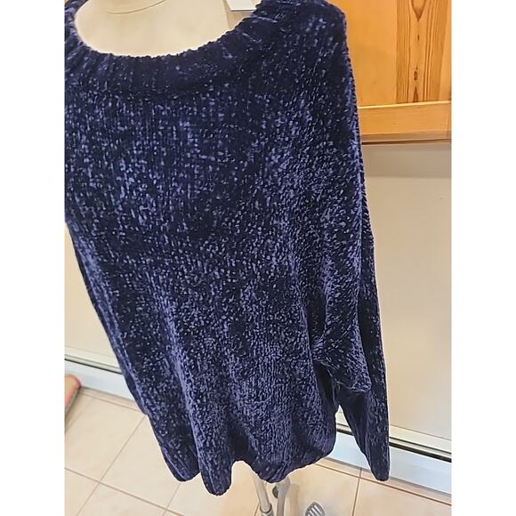Sanctuary Cozy Soft Velvet Blue Sweater Plus Size 3X New - Picture 3 of 9